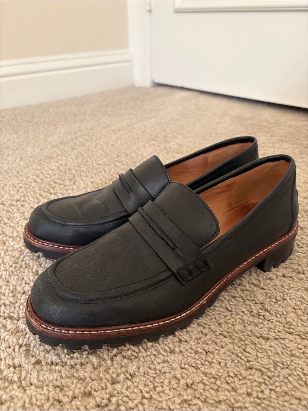 Women’s Black Leather Penny Loafers